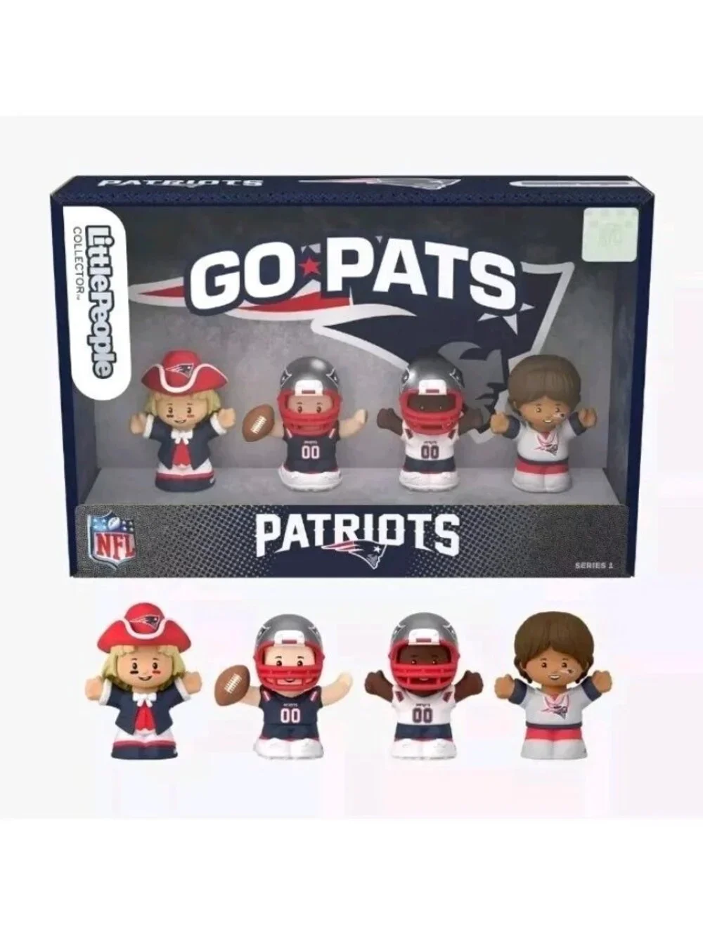 New England Patriots Little Collector People Fisher Price NFL Set 4 Football New